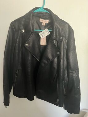 LG Black Faux Leather Moto Jacket